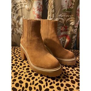 EUC Jeffrey Campbell for Free People Camel Suede Lug Boots 8 1/2